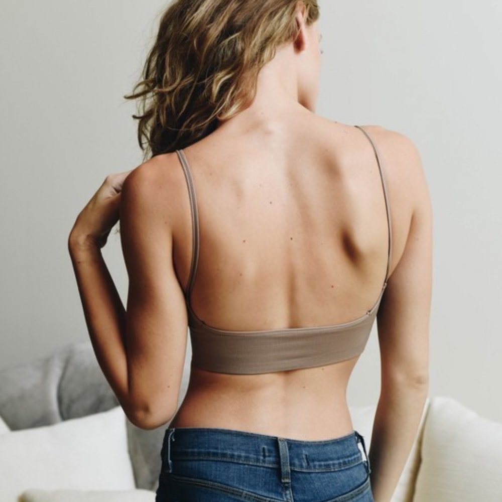 BUNDLE DEAL!! Low Back Seamless Bralette Black/Tan - Picture 3 of 8